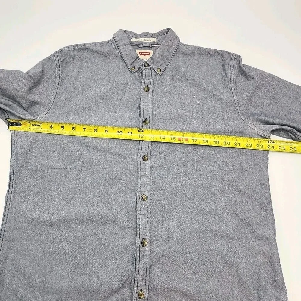 Levi’s Shirt Modern Fit Cotton Men’s Size XL Blue Chambray Denim Button Long Slv